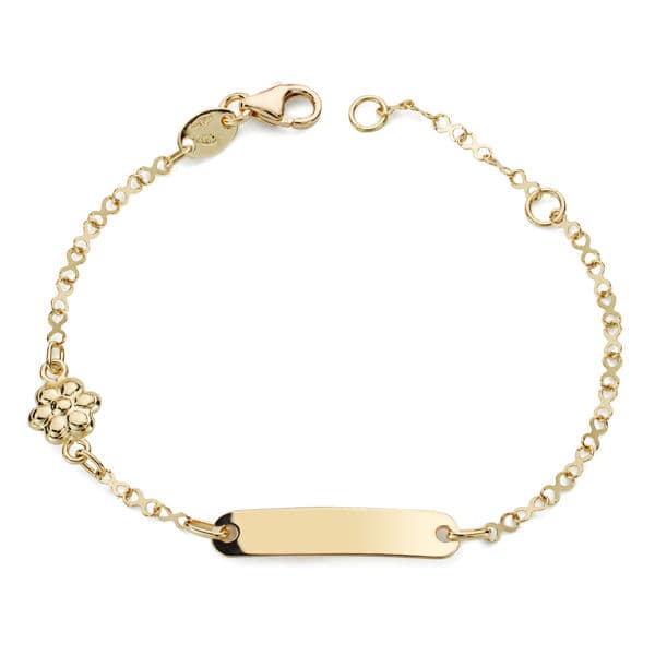18K Pulsera Esclava Oro Amarillo Motivo Flor 14Cm
