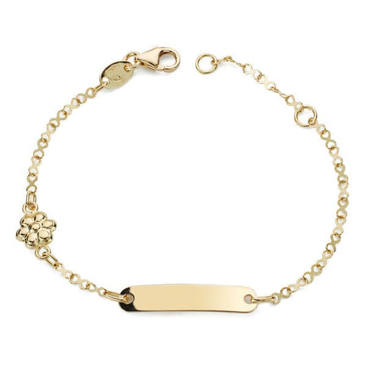 18K Pulsera Esclava Oro Amarillo Motivo Flor 14Cm