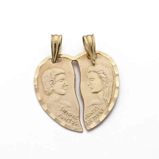 18K Colgante Oro Amarillo Corazon Pareja 20X20 Mm