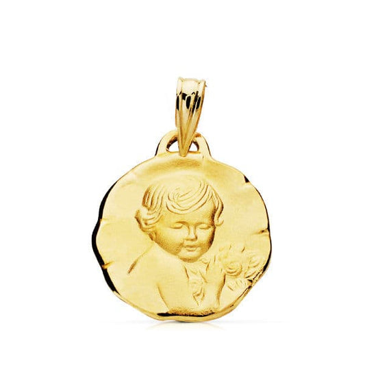 9K Medalla Oro Amarillo Angel Querubin 15Mm