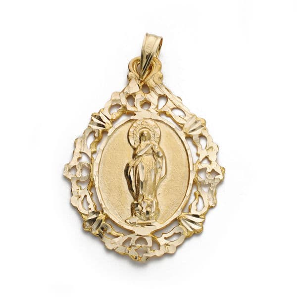 9K Medalla Oro Amarillo Virgen Inmaculada 9K 31X23Mm