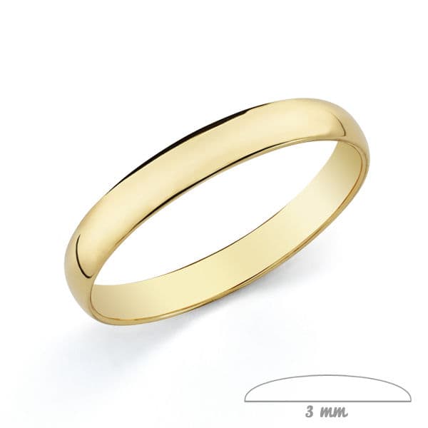 9K Alianza Oro Amarillo Lisa. Ancho: 3 Mm.