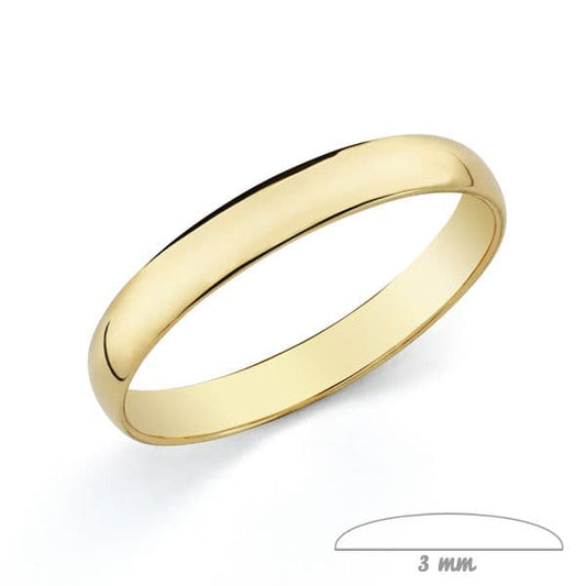 9K Alianza Oro Amarillo Lisa. Ancho: 3 Mm.