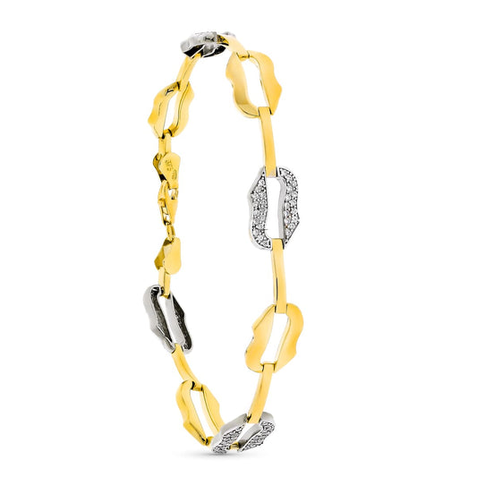 9K Pulsera Oro Bicolor 19Cm