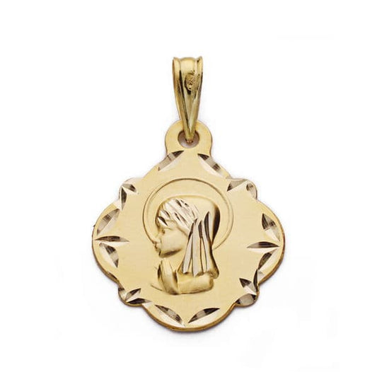 9K Medalla Oro Amarillo Virgen Niña 16 Mm