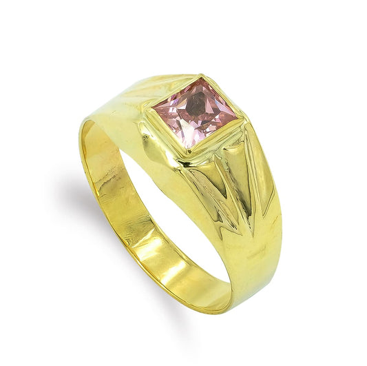 9K Sello Oro Amarillo Bebe Con Circonita Rosa 4 Mm