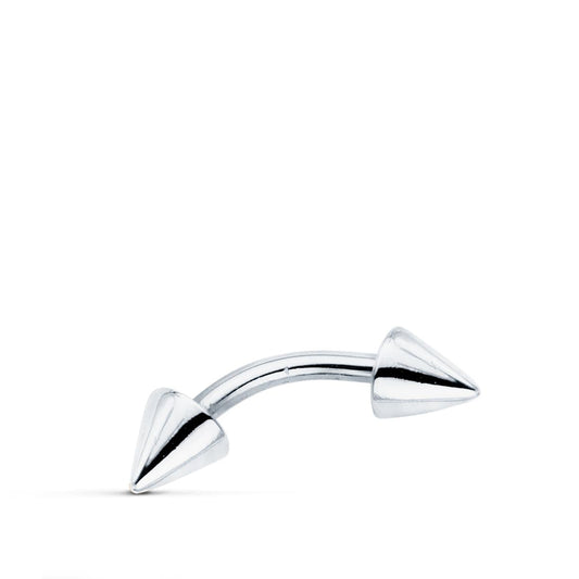 9K Piercing Oro Blanco De Ceja Con Dos Pinchos. 15X4 Mm