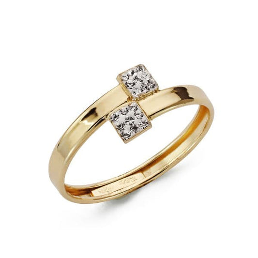 9K Sortija Oro Amarillo Bandas Cruzadas Con Circonitas. Ancho: 6,5 Mm