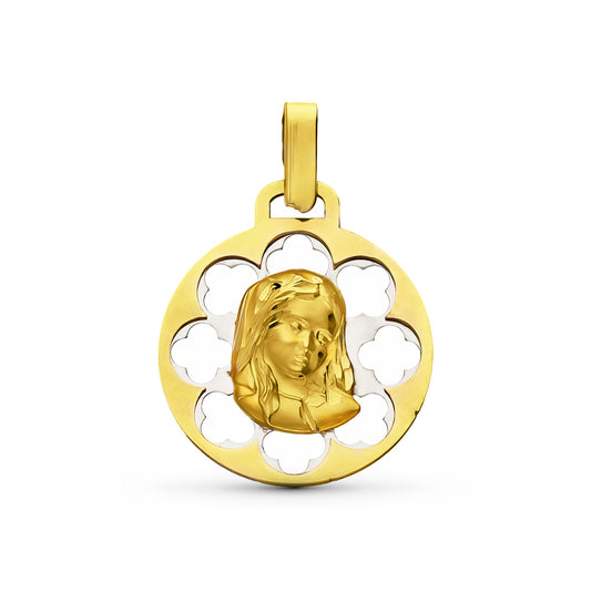 9K Medalla Oro Amarillo Oro Bicolor 21X18 Mm