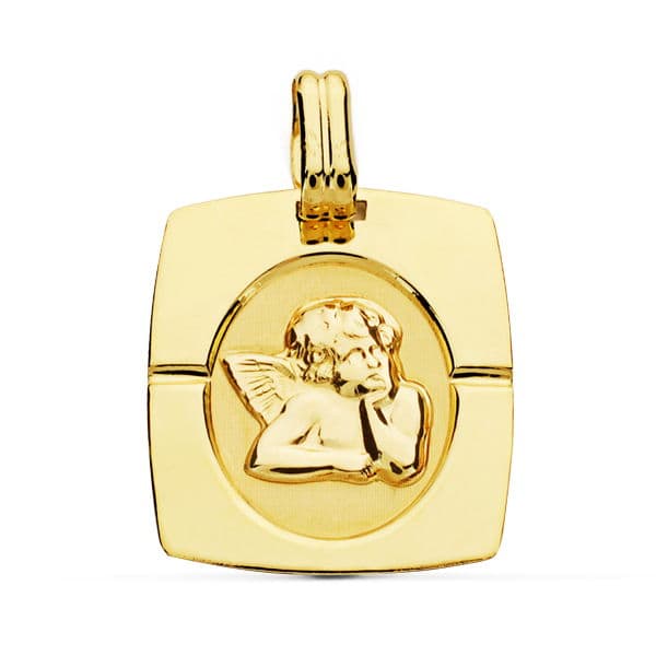 9K Medalla Oro Amarillo Angel Burlon 20X17 Mm