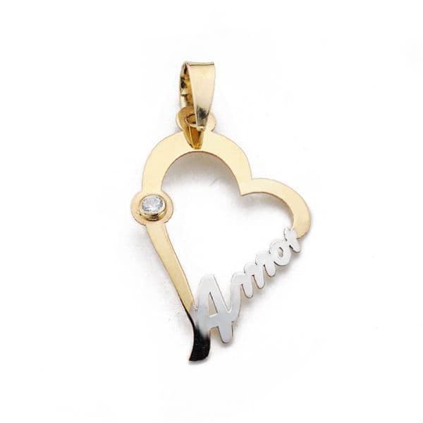 18K Colgante Oro Amarillo Corazon Amor 22X15 Mm