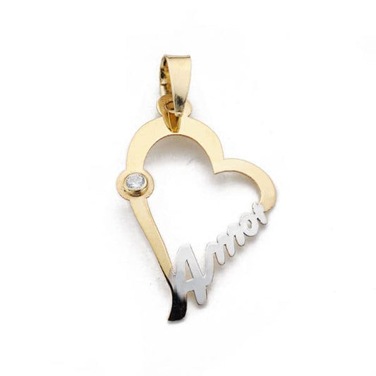 18K Colgante Oro Amarillo Corazon Amor 22X15 Mm
