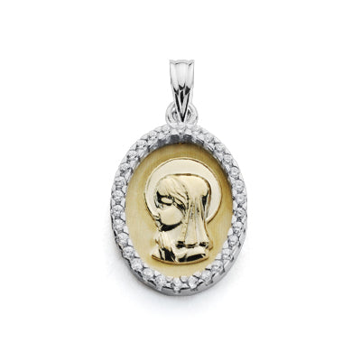 9K MEDALLA ORO AMARILLO VIRGEN NIÑA BICOLOR 20X13MM