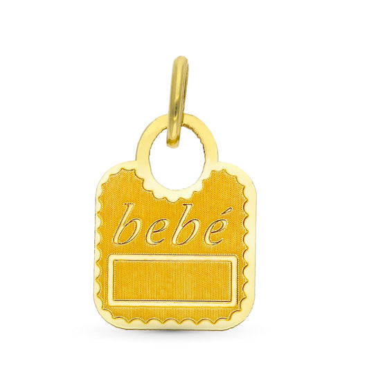 18K Colgante Oro Amarillo Bolso Bebe Laser
