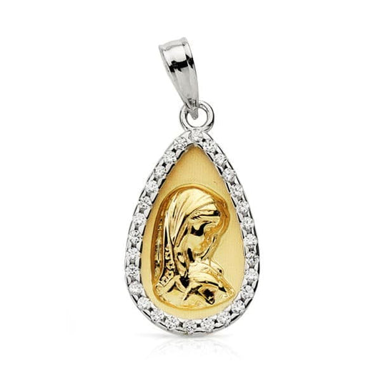 9K Medalla Oro Amarillo Virgen Niña 20X11 Mm