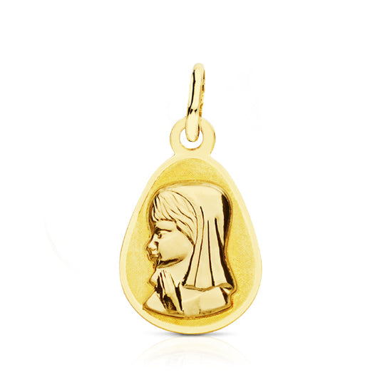 9K MEDALLA ORO AMARILLO VIRGEN NIÑA GOTA 9K 17X10 MM