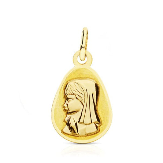 9K Medalla Oro Amarillo Virgen Niña Gota 9K 17X10 Mm