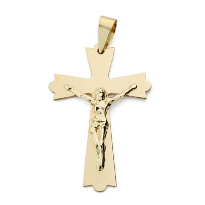 9K Cruz Con Cristo Oro Amarillo 29X18 Mm