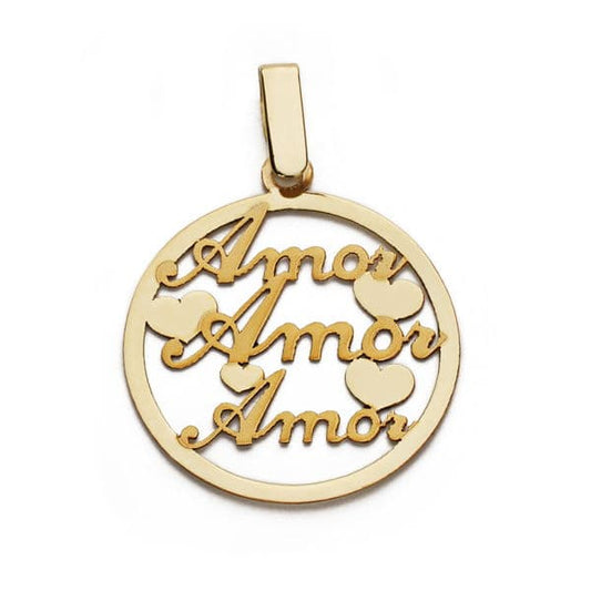 9K Colgante Oro Amarillo Amor 19 Mm