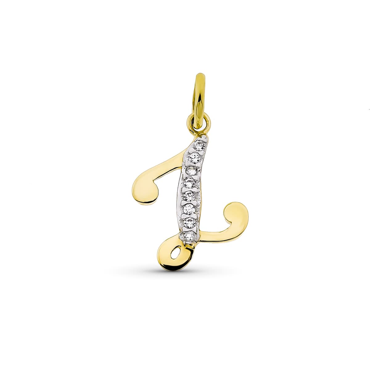 9K Colgante Letra Z Con Circonita Oro Amarillo 15X12 Mm