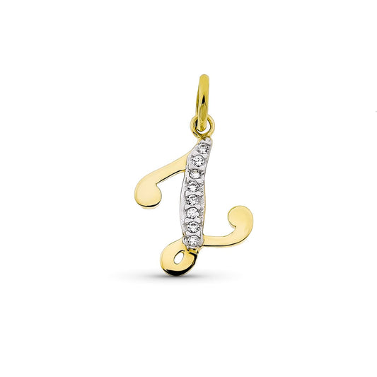9K Colgante Letra Z Con Circonita Oro Amarillo 15X12 Mm