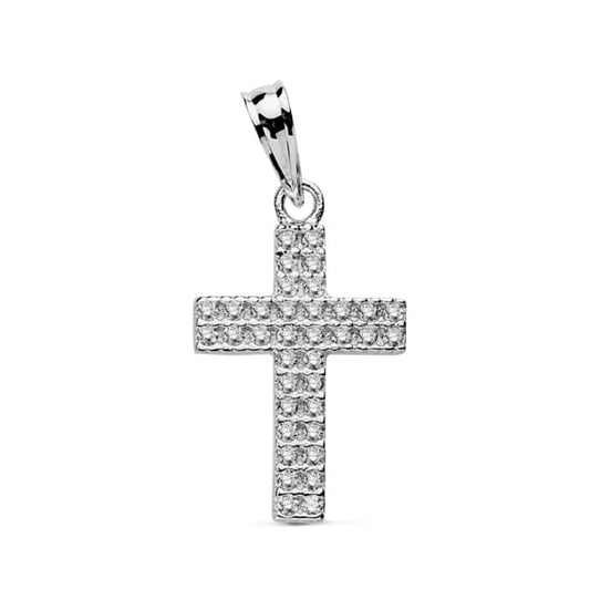9K Cruz Oro Blanco Circonita 20X12 Mm