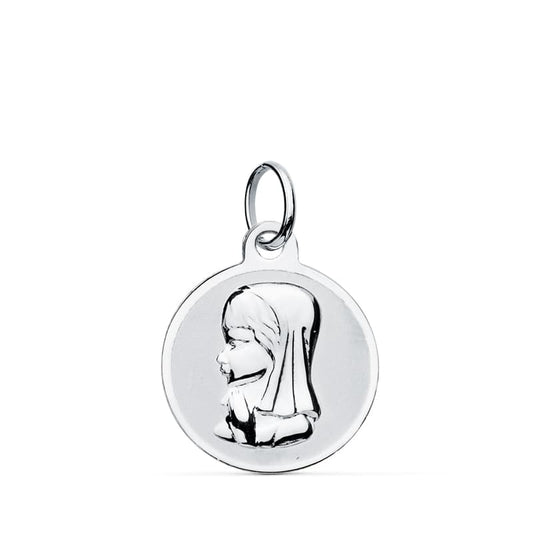 9K Medalla Oro Amarillo Oro Blanco Virgen Niña 14 Mm