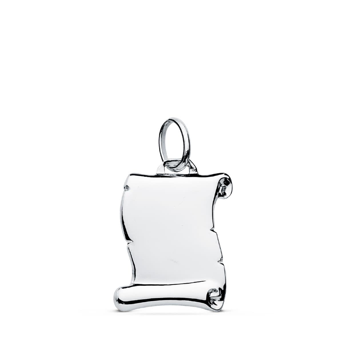 9K Colgante Pergamino Oro Blanco Liso Oro Blanco 14X12 Mm