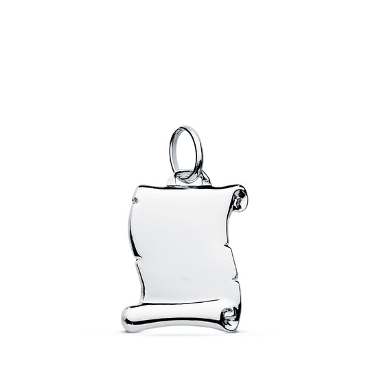 9K Colgante Pergamino Oro Blanco Liso Oro Blanco 14X12 Mm