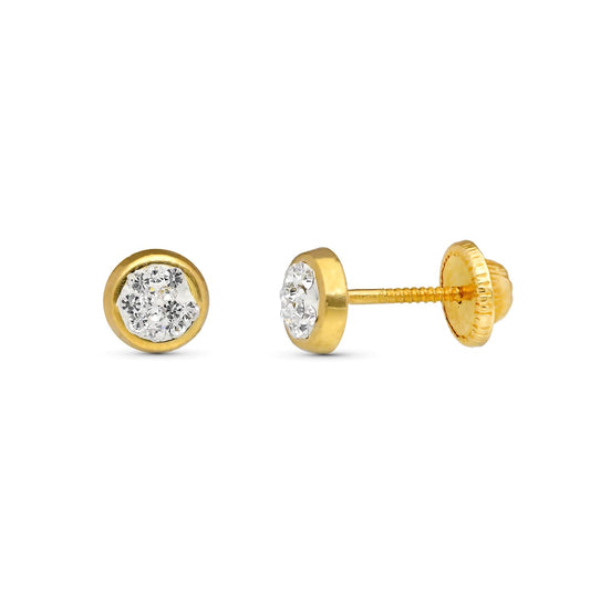 9K Pendientes Oro Amarillo Circonita Cuajo 5X5 Mm Cierre Tuerca