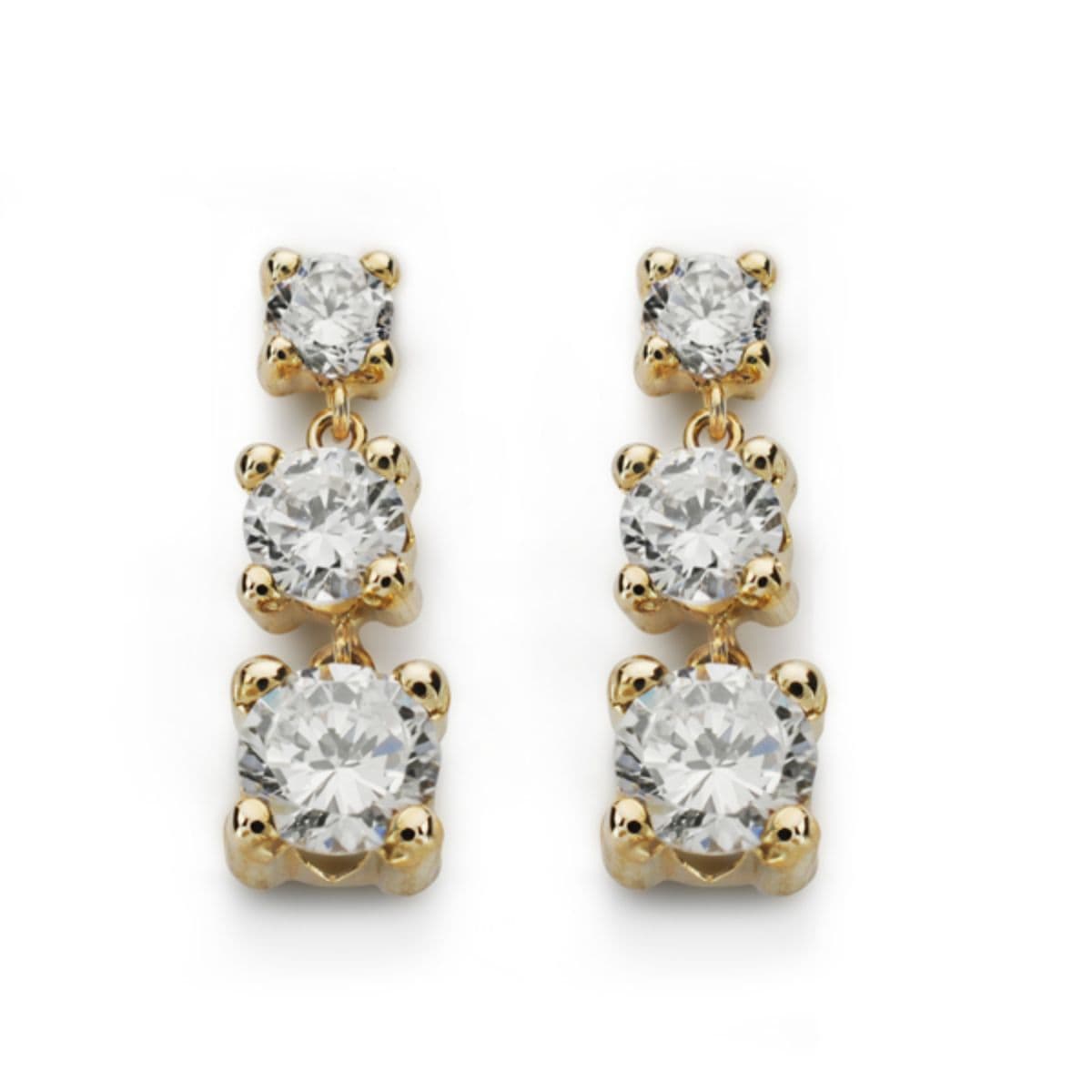 9K Pendientes Oro Amarillo Tres Garras Disminucion Cierre Presion