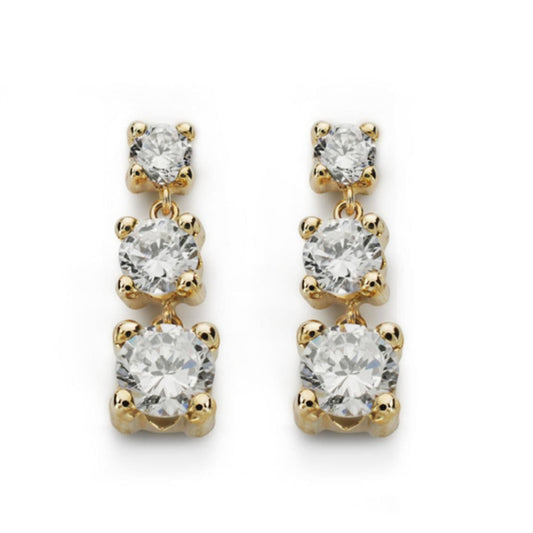 9K Pendientes Oro Amarillo Tres Garras Disminucion Cierre Presion