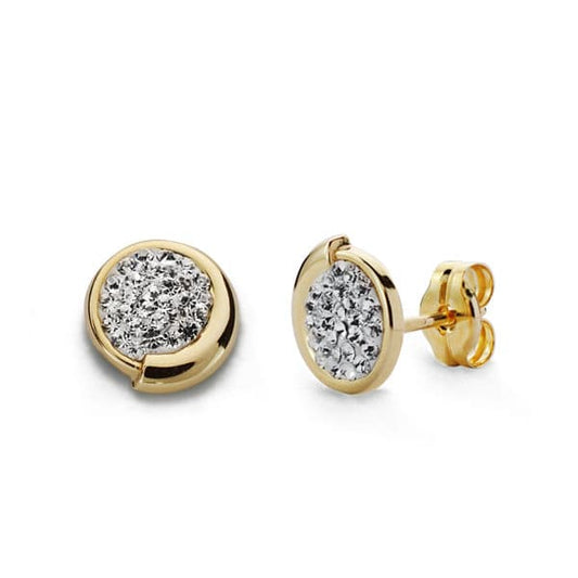 9K Pendientes Oro Amarillo Circonita 7 Mm Cierre Presion