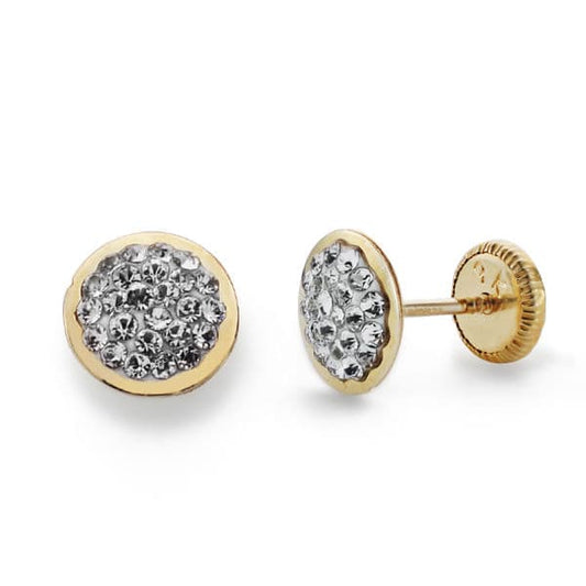9K Pendientes Oro Amarillo Circonita 6 Mm Cierre Tuerca