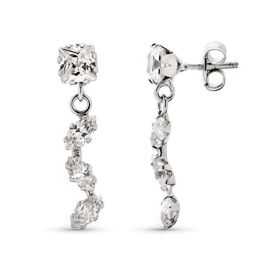 9K Pendientes Carre Y Marquis Oro Blanco 20X4 Mm Cierre Presion