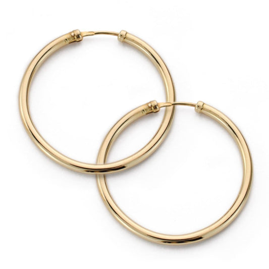 9K Aros Oro Amarillo De Tubo Huecos 28X2 Mm