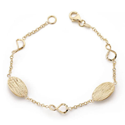 9K Pulsera Oro Amarillo Hueca 19.5Cm