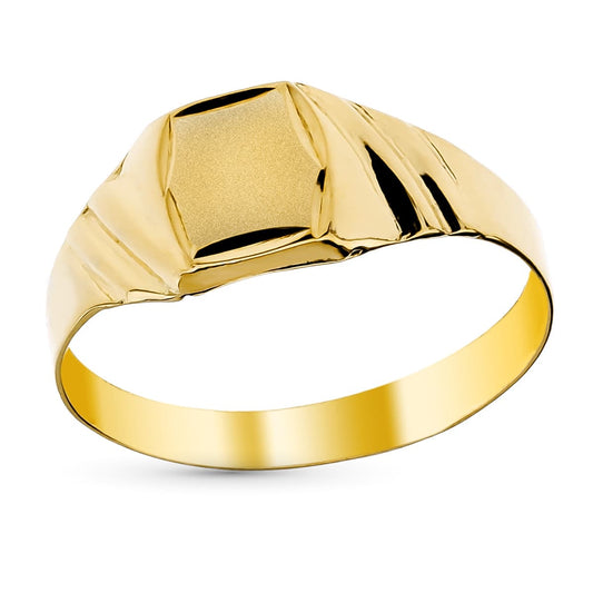 9K Sello Bebe Oro Amarillo Hueco Tallado. Zona Grabado: 5 X 4,5 Mm