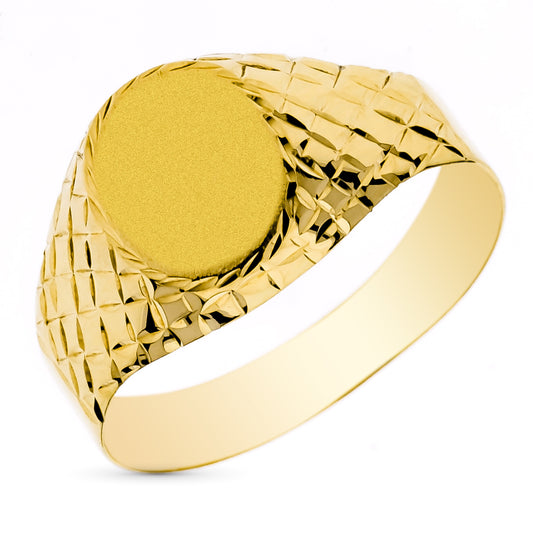 9K Sello Oro Amarillo Cadete Hueco Tallado. Zona Grabado: 11 X 9 Mm