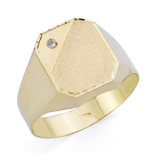 9K Sello Oro Amarillo Hueco Con Circonita. Zona Grabado: 12X10 Mm