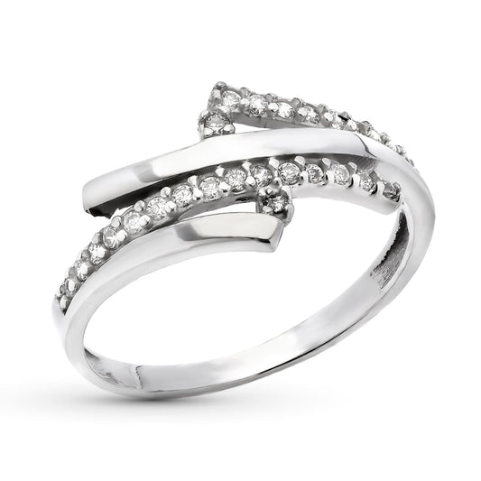 9K Sortija Oro Blanco Bandas Con Circonitas. Ancho: 9,5 Mm