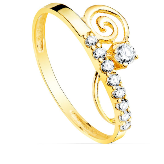9K Sortija Oro Amarillo Mcon Circonitas. Ancho: 9 Mm