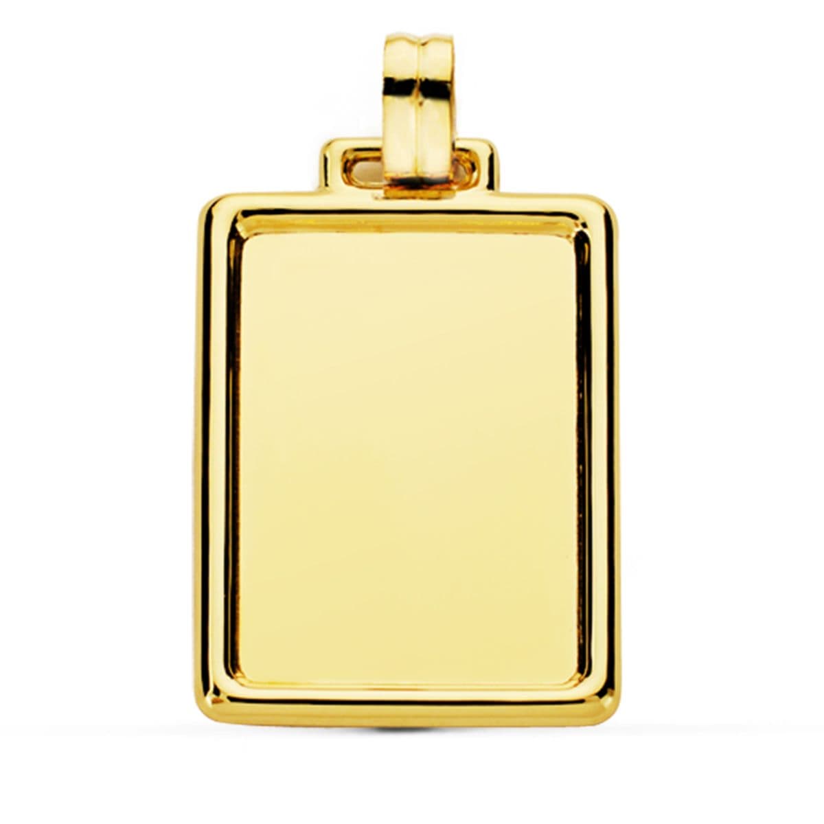 9K Placa Chapa Oro Amarillo Brillo Con Borde 31X23 Mm