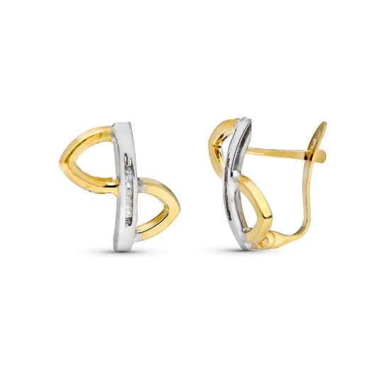 9K Pendientes Oro Bicolor Circonita Comunion 14X13 Mm Catalan