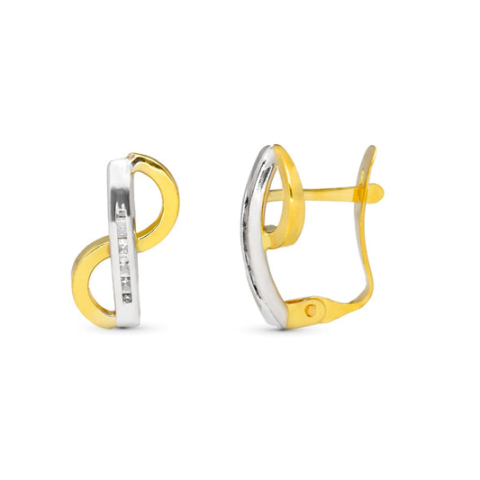 9K Pendientes Bicolor 15X8 Mm Cierre Catalan
