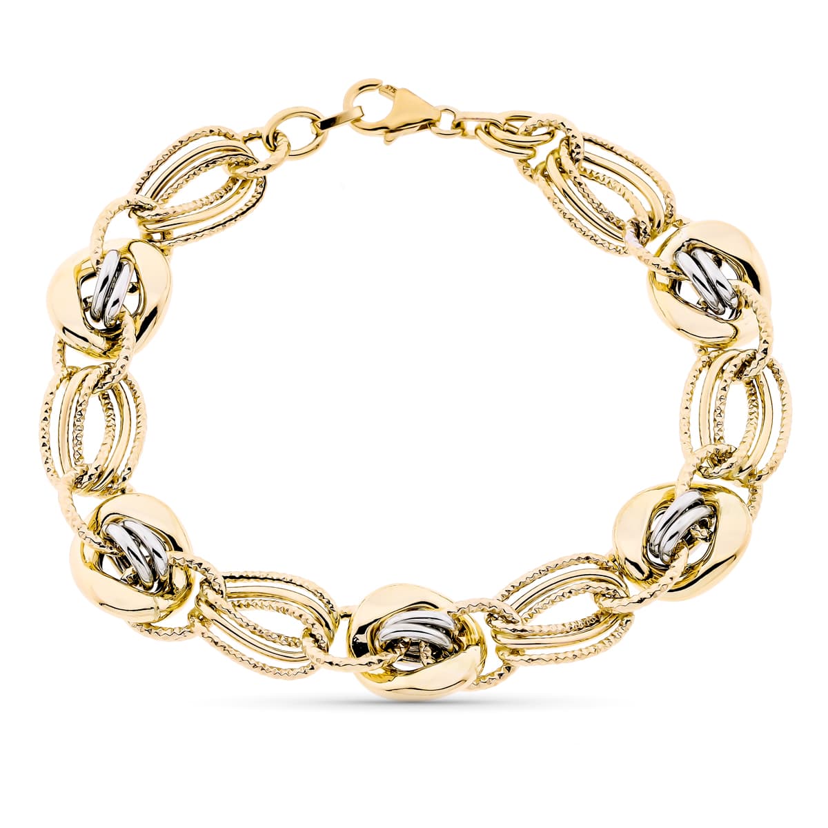 9K Pulsera Oro Amarillo Hueca 20Cm