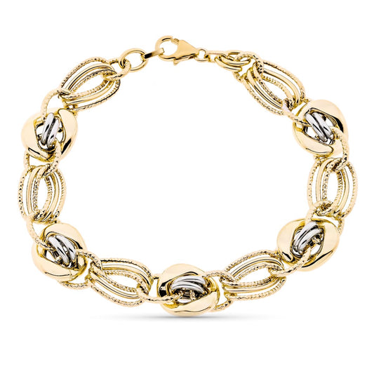 9K Pulsera Oro Amarillo Hueca 20Cm