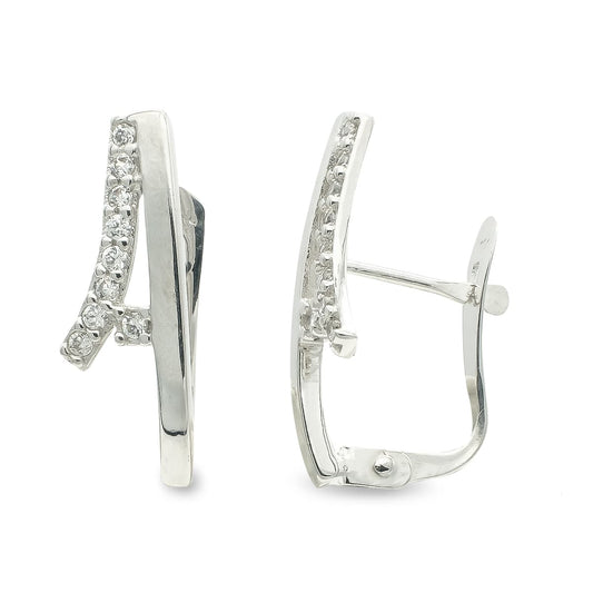 9K Pendientes Circonita Oro Blanco Catalan 17X6 Mm