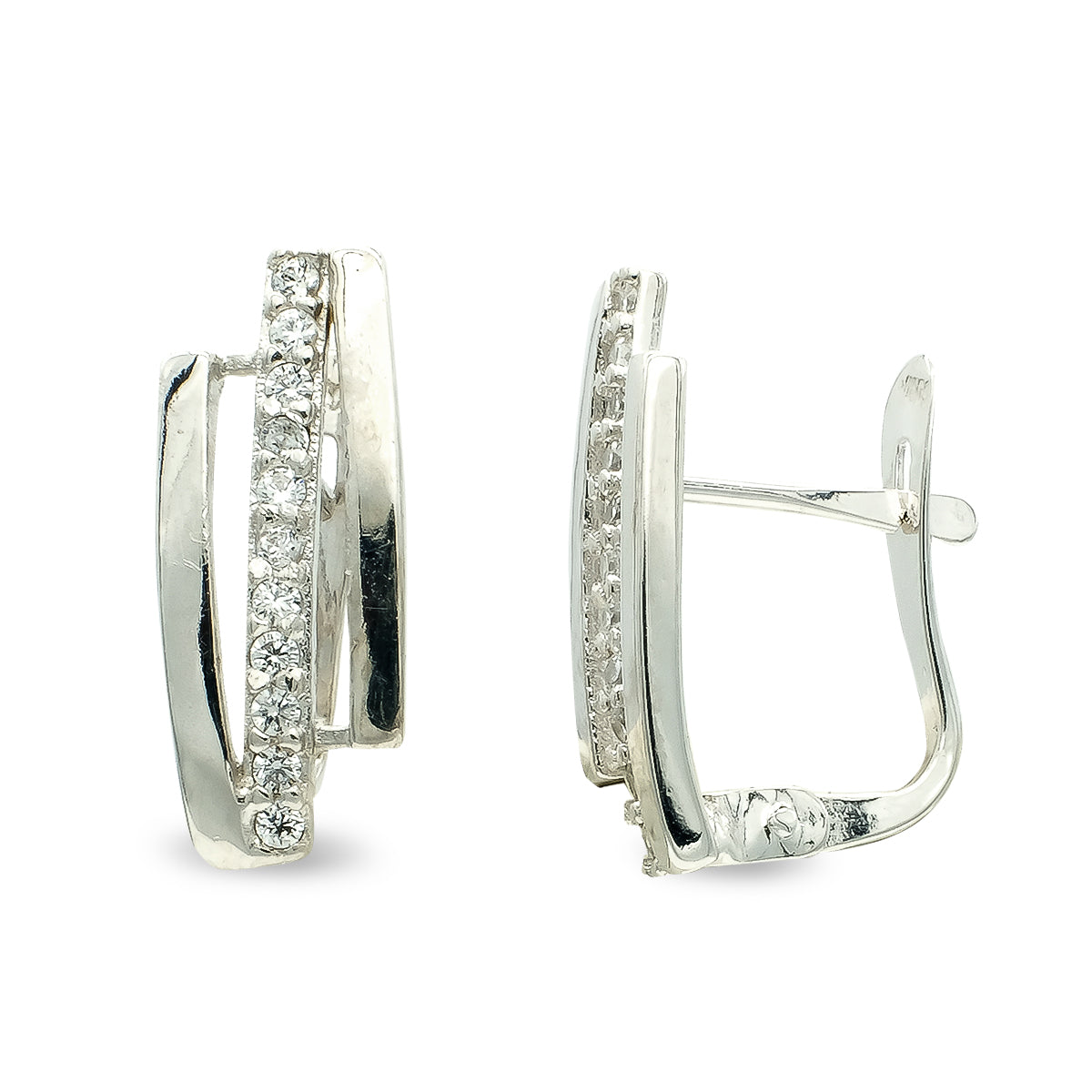 9K Pendientes Circonita Oro Blanco Catalan 15X6 Mm