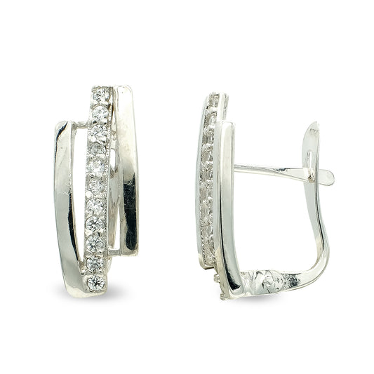 9K Pendientes Circonita Oro Blanco Catalan 15X6 Mm